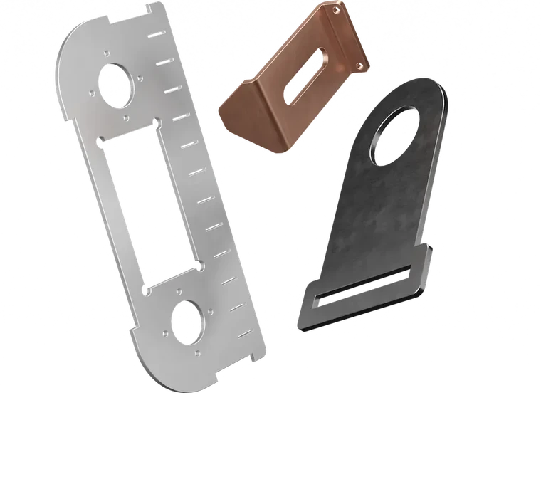 Laser cut, bent, and finished metal parts made by Fabworks